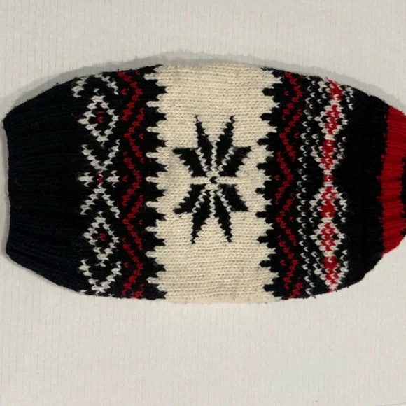 Chilly Dog 100% Wool Dog Sweater | Nordic Fair Isle Snowflake Knit | Red&Navy - Picture 2 of 4